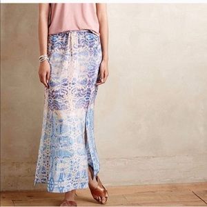 Anthropologie Maeve Waimea long silk skirt size S